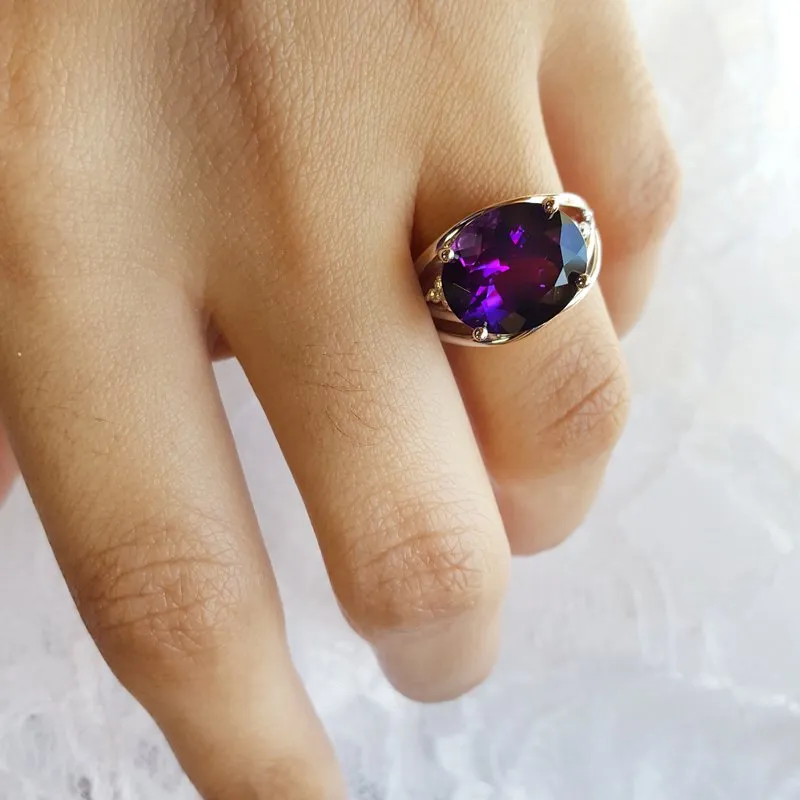 Arizona Amethyst Gold Jewelry Bold Oval Amethyst Ring