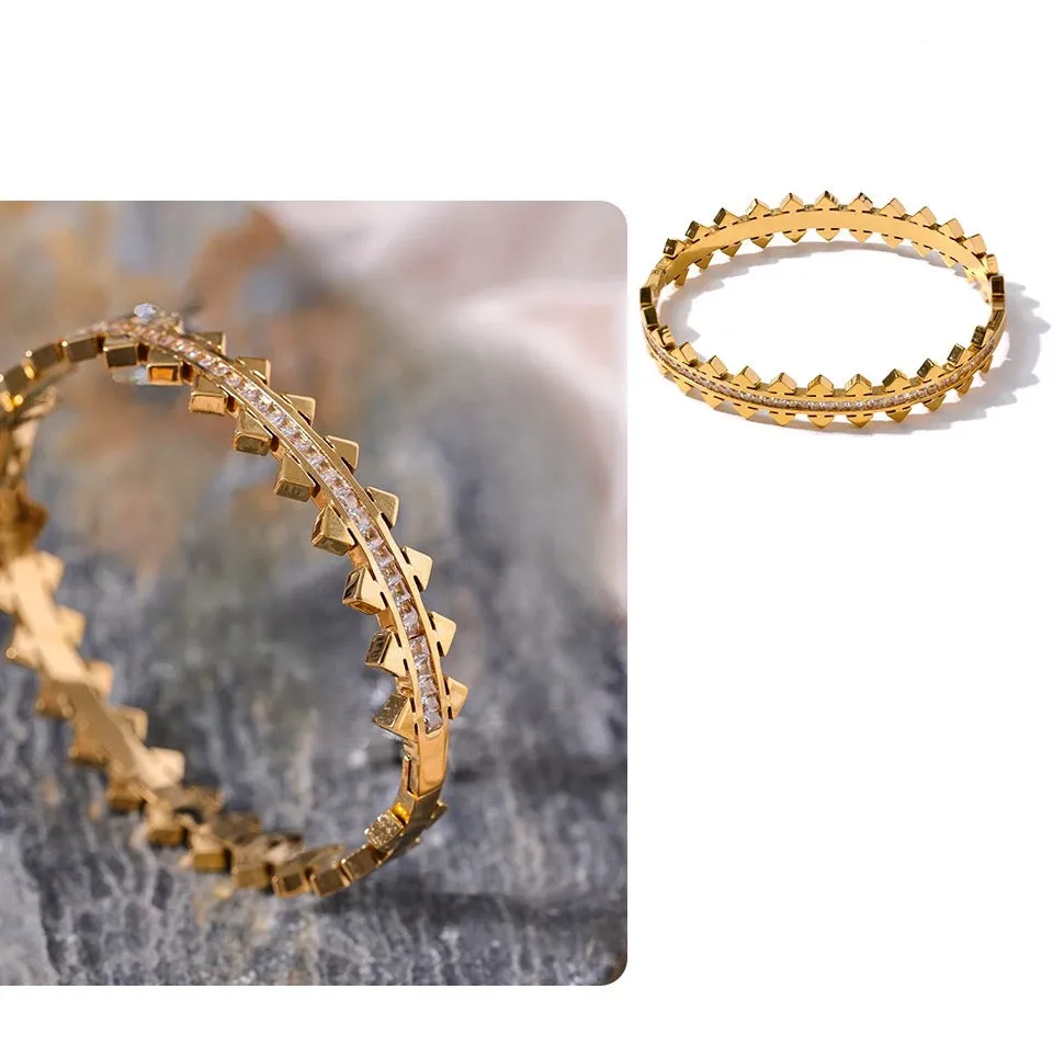 Arrow Head Stone Bracelet - 18K Gold Coated