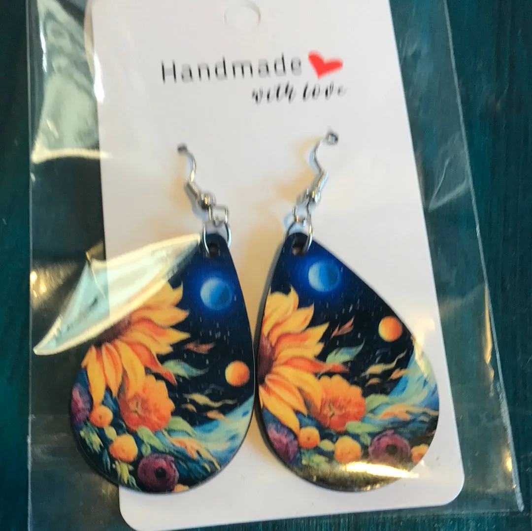 Assorted Handmade Wood Tear Drop Earrings