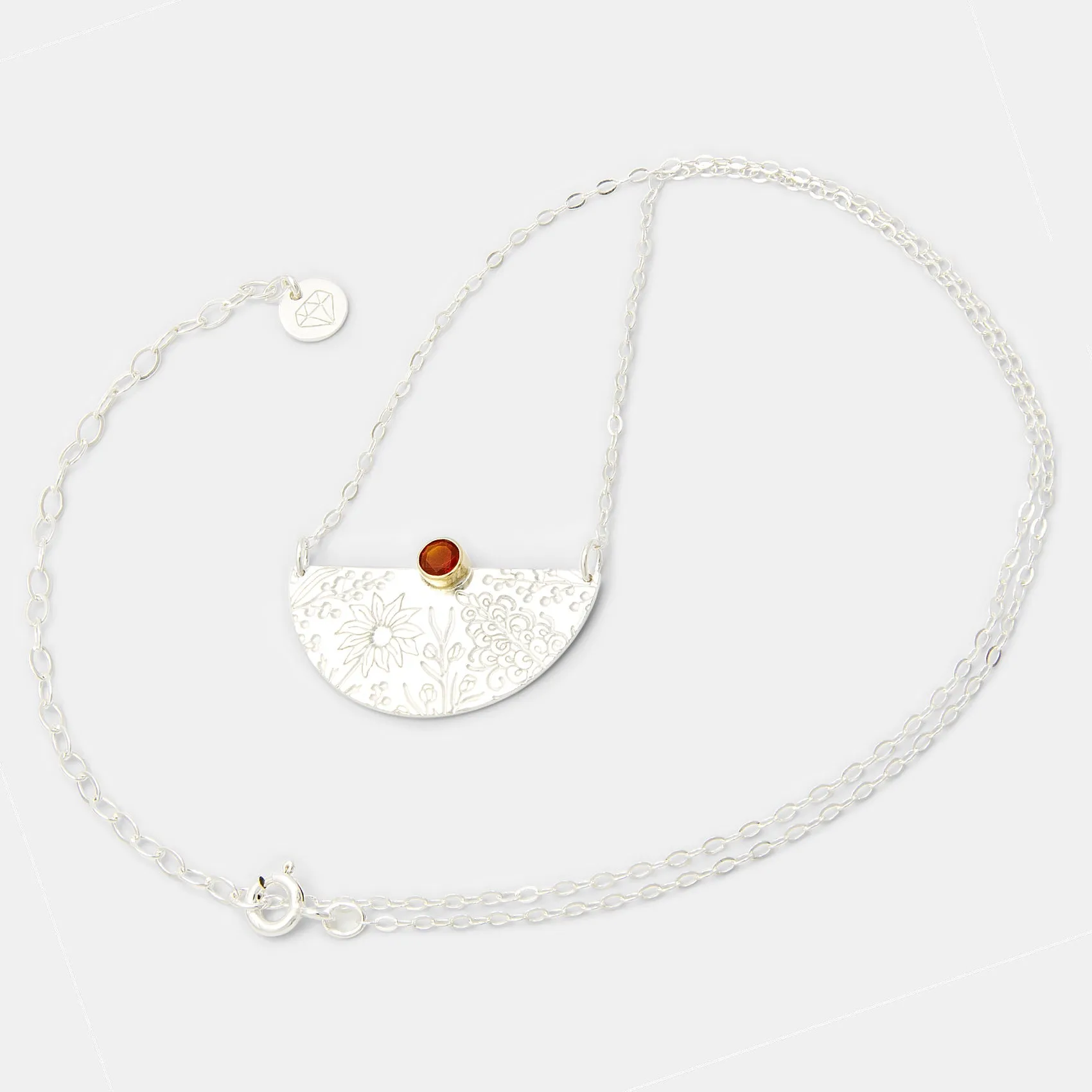 Australian Flora Pattern & Fire Opal Necklace