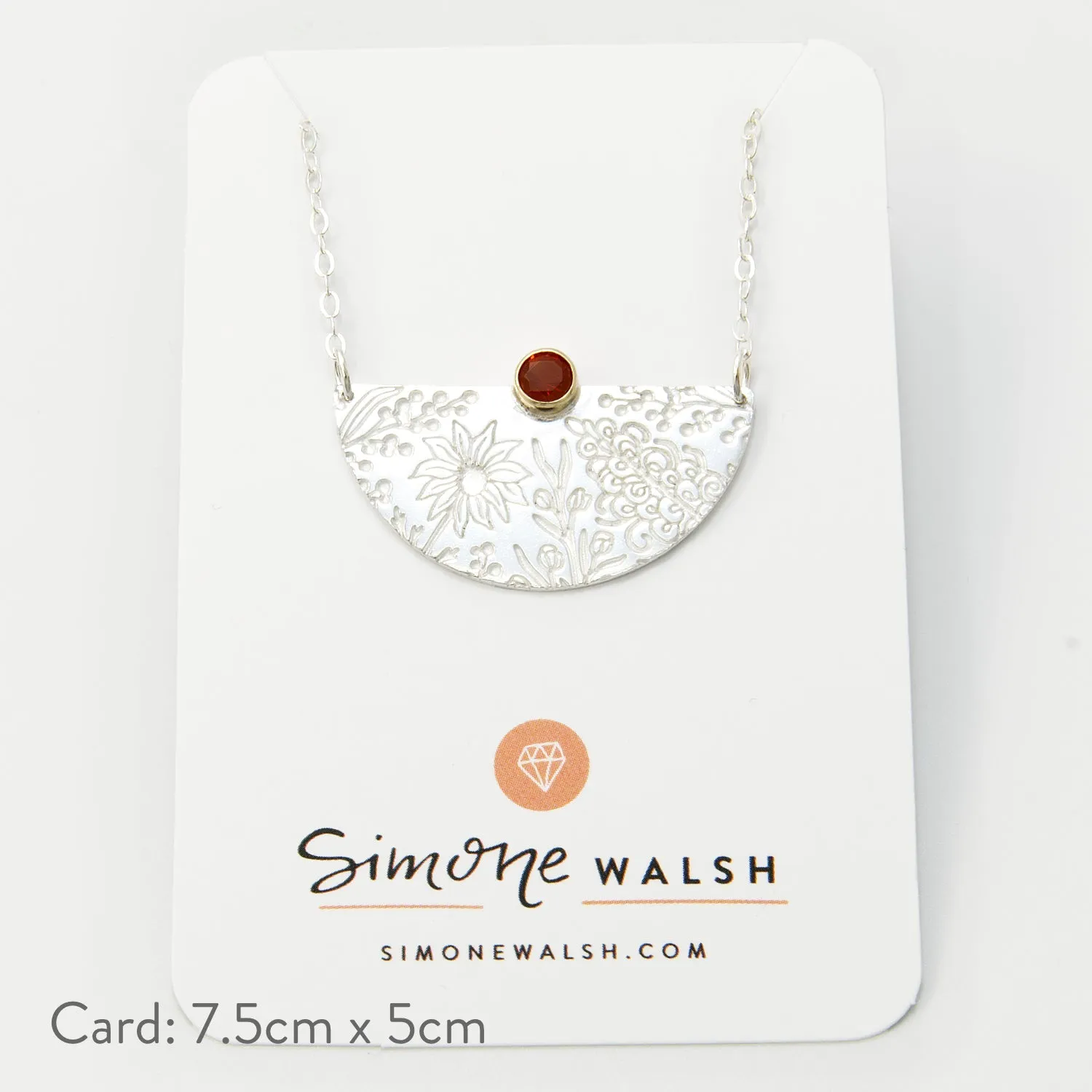 Australian Flora Pattern & Fire Opal Necklace