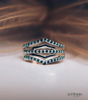 Avant Garde V shaped Bold Statement Ring with Topaz