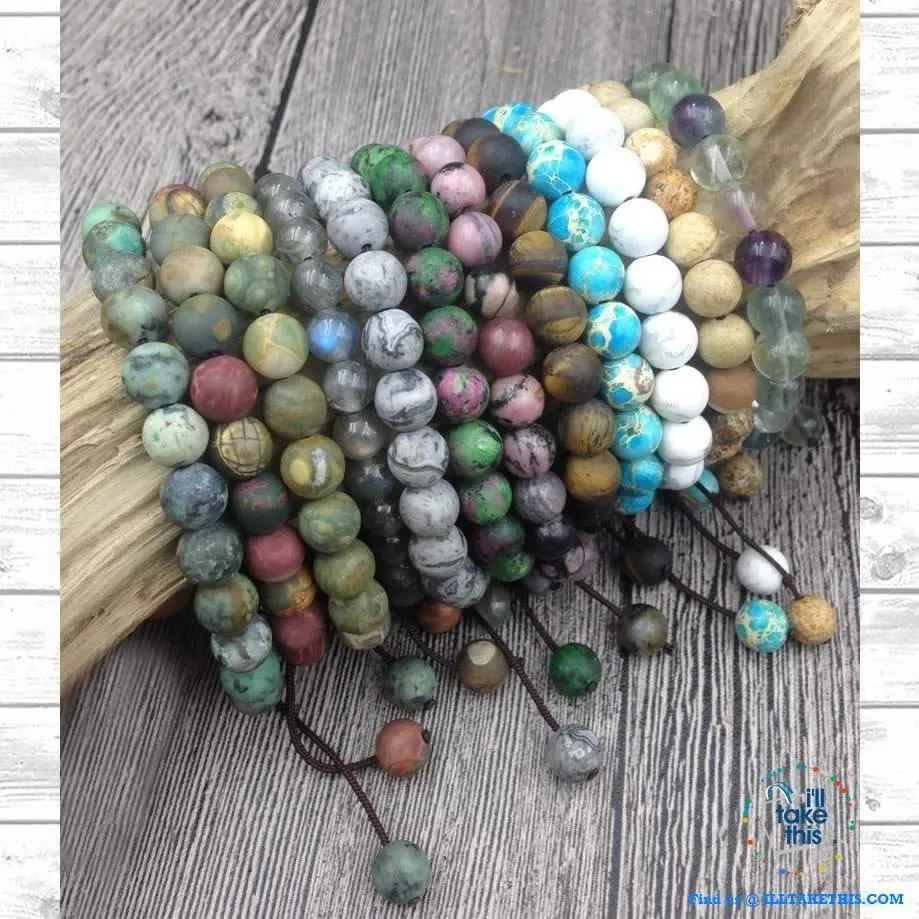 Awakening Karma   Prosperity Bracelet - Fluorite, Turquoise Sea Sediment, Jasper or Lab’orite Stones