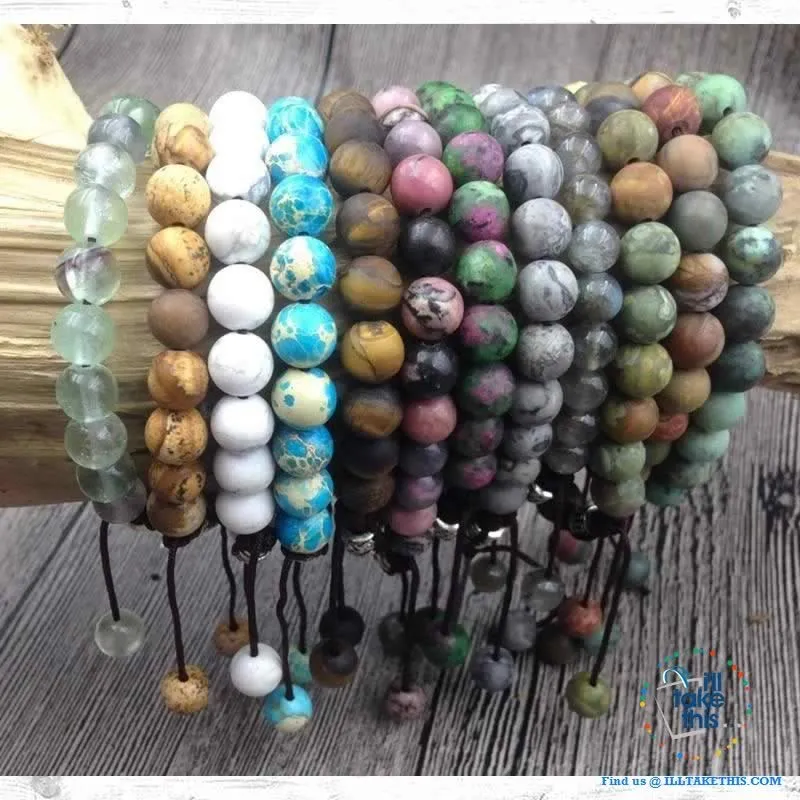 Awakening Karma   Prosperity Bracelet - Fluorite, Turquoise Sea Sediment, Jasper or Lab’orite Stones