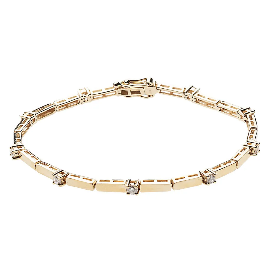 Baby Gold Bar   Diamond Tennis Bracelet