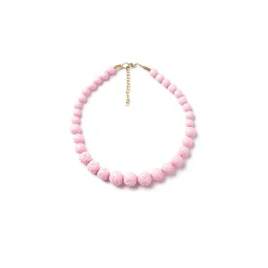 Baby Pink Heavy Carve Bead Necklace by Splendette