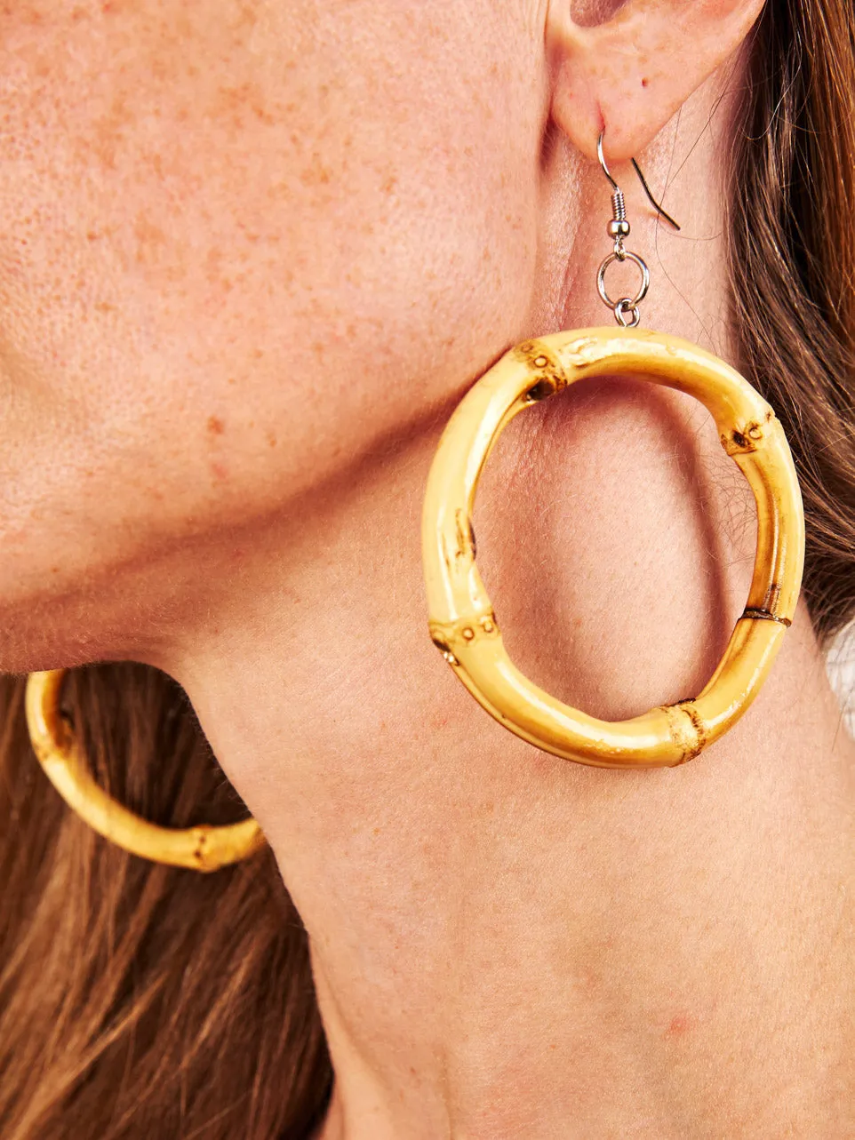 Bamboo Hoop Earrings - Hooks