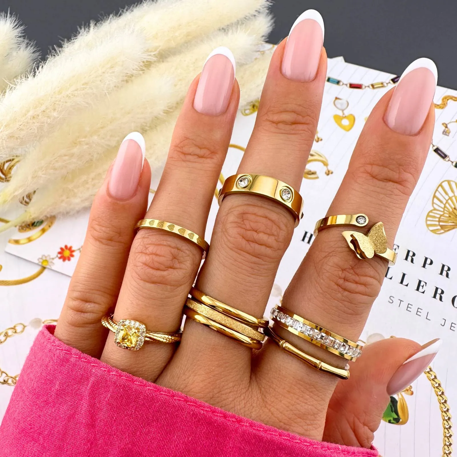 Bamboo Joint Band Ring – 18K Gold-Plated, Adjustable & Tarnish-Resistant