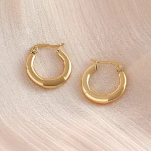 Bamboo Style Gold Hoop Earrings
