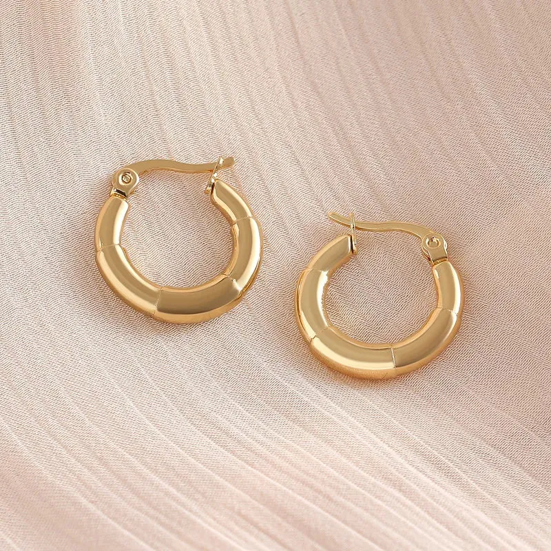 Bamboo Style Gold Hoop Earrings