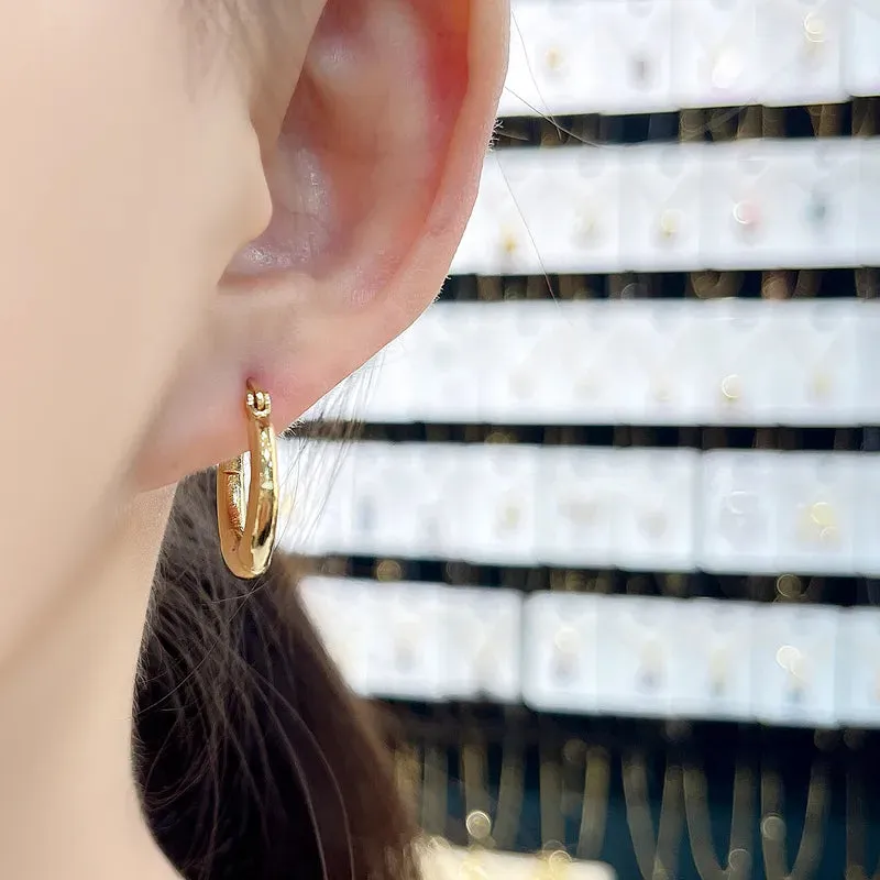 Bamboo Style Gold Hoop Earrings