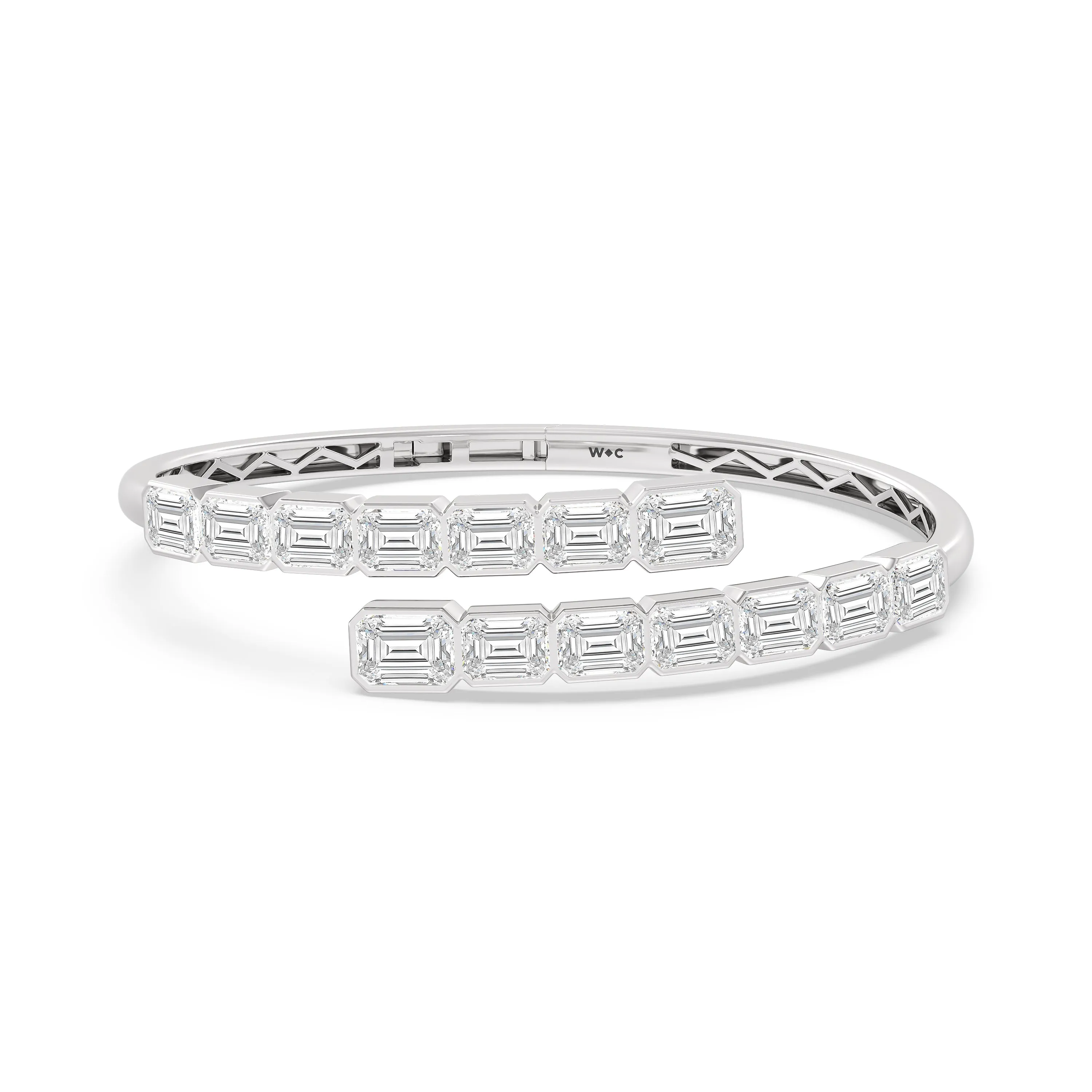 Bezel Bypass Emerald Openable Oval Bangle