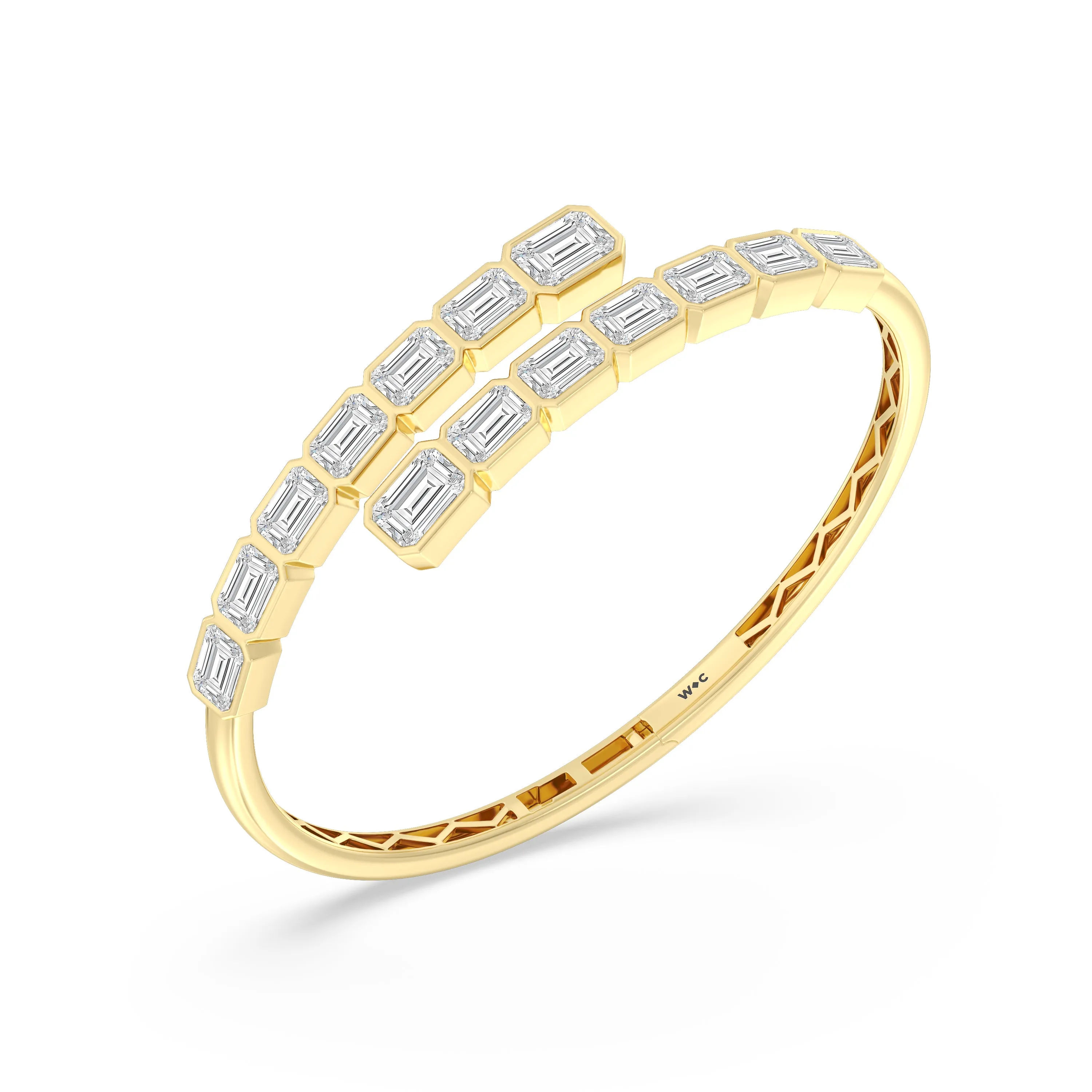 Bezel Bypass Emerald Openable Oval Bangle