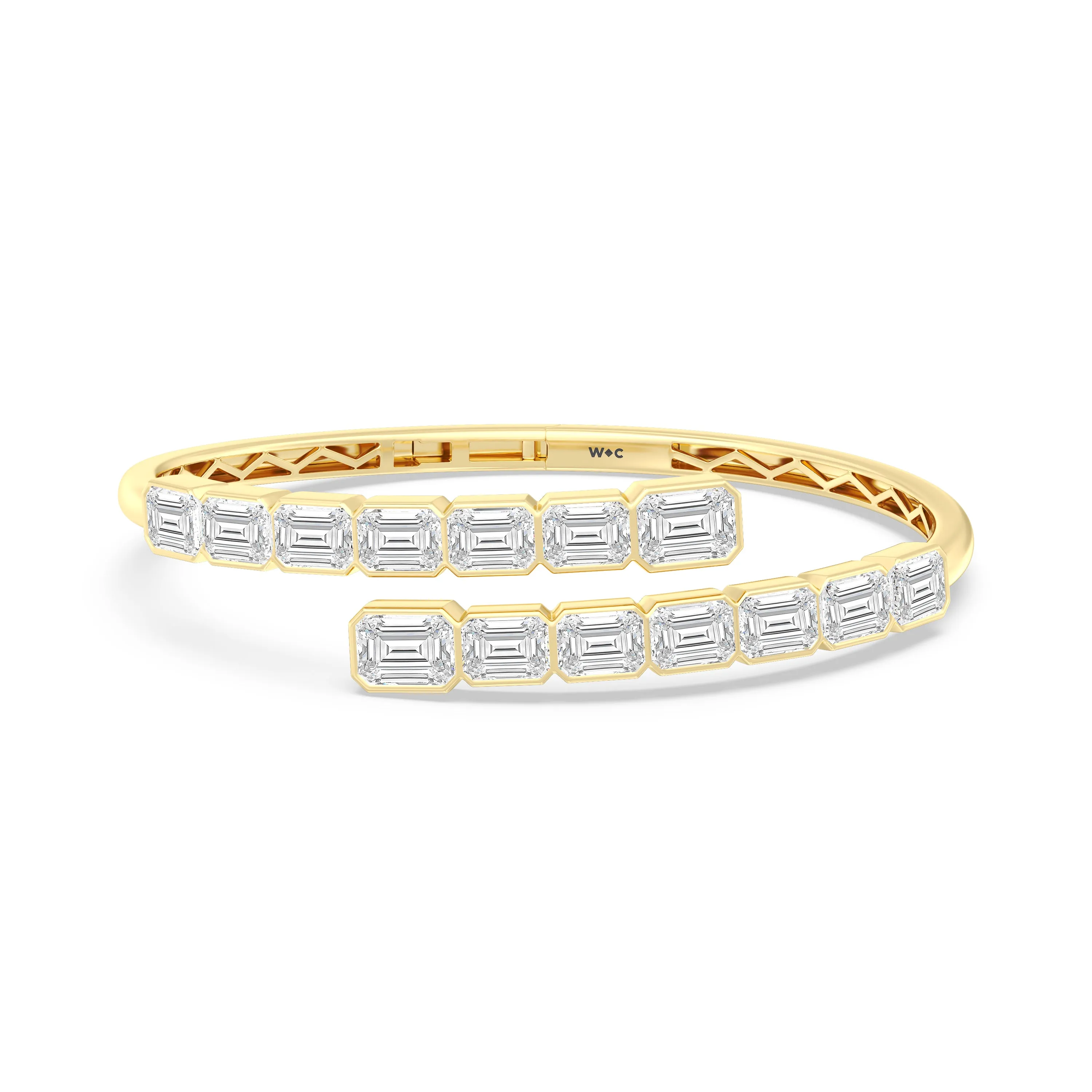 Bezel Bypass Emerald Openable Oval Bangle