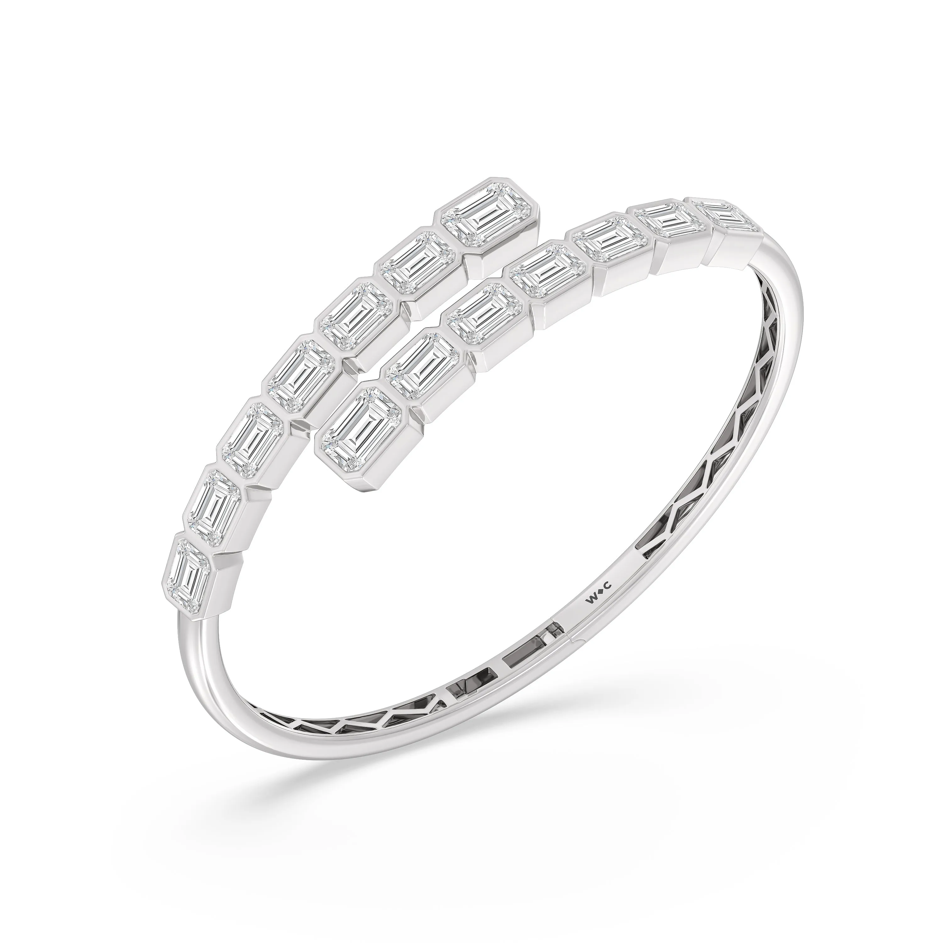 Bezel Bypass Emerald Openable Oval Bangle