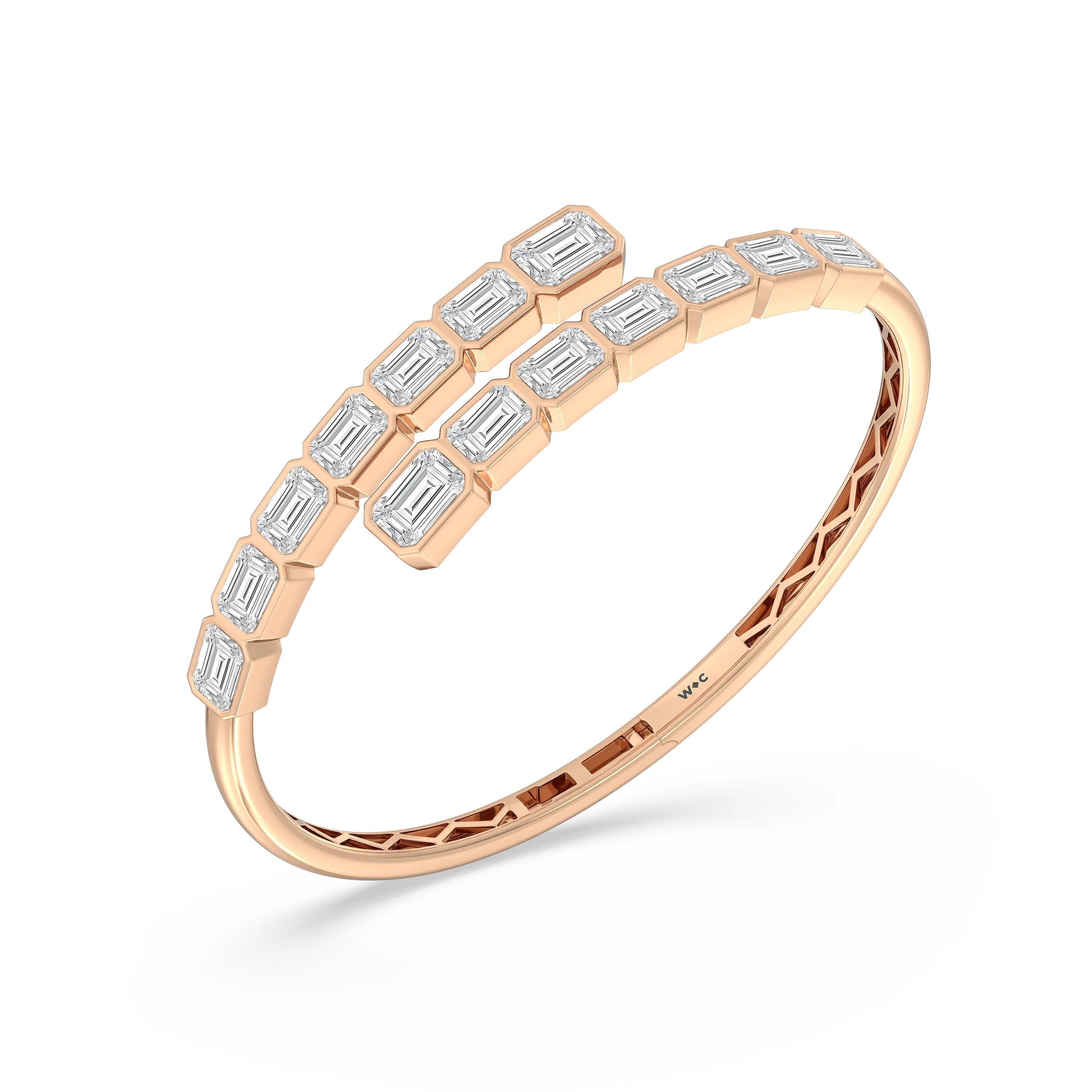 Bezel Bypass Emerald Openable Oval Bangle