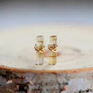 •BIRCH• rutilated quartz   gold stud earrings