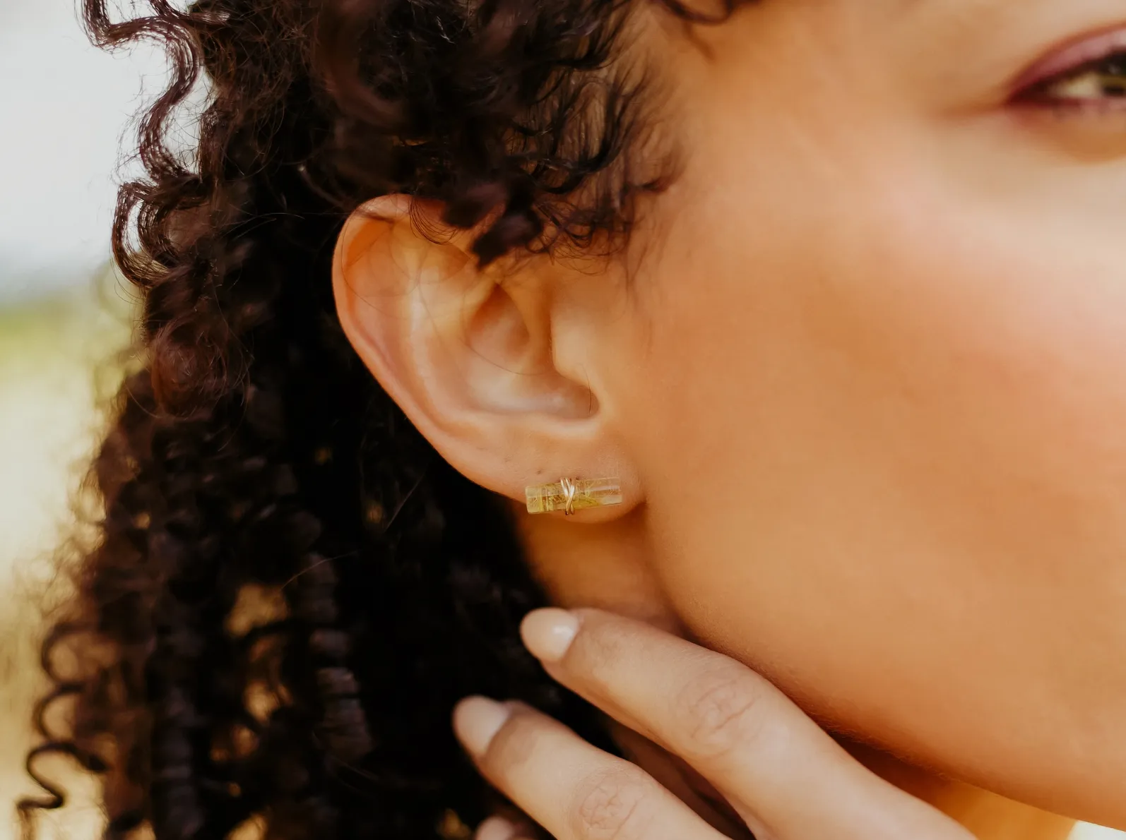 •BIRCH• rutilated quartz   gold stud earrings