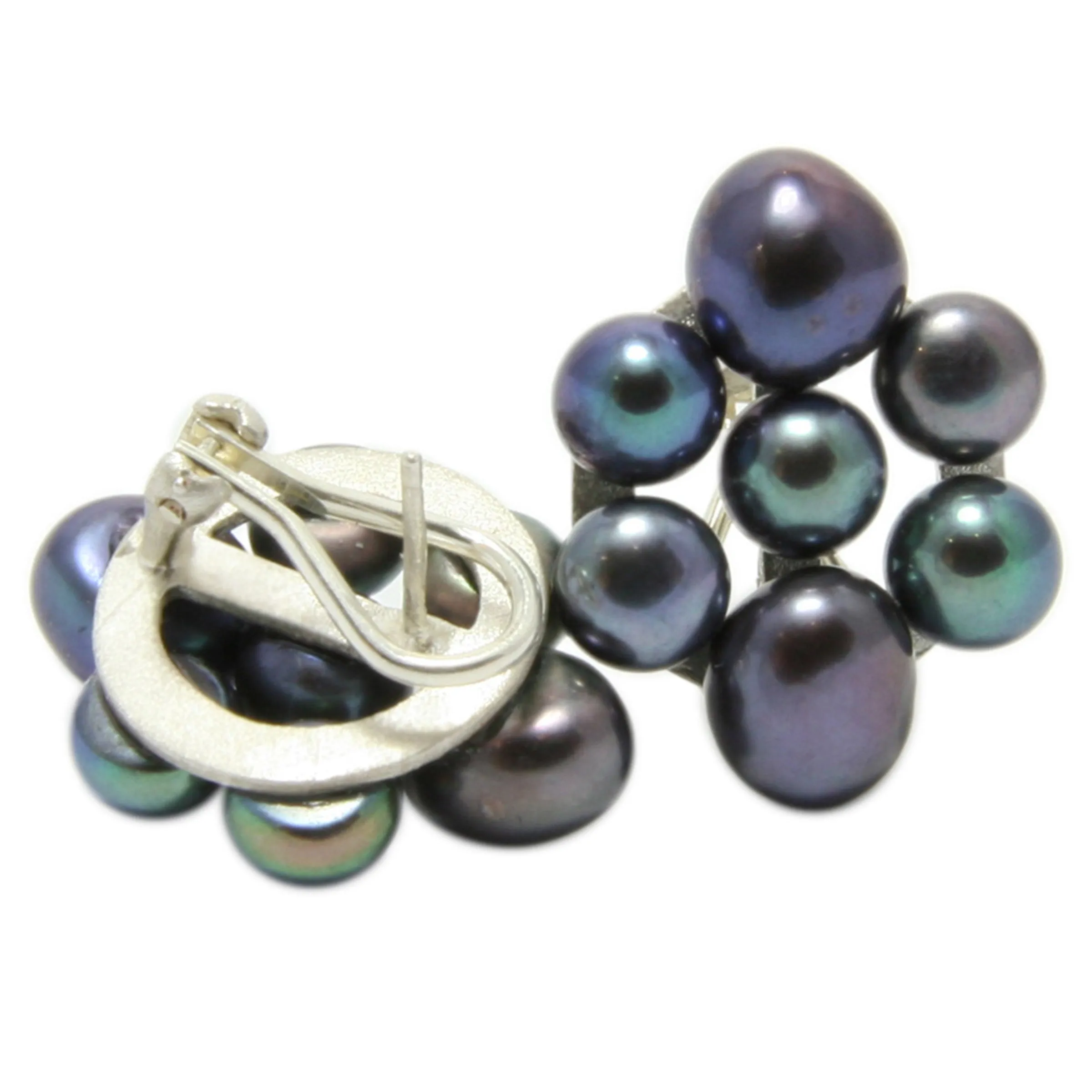 Black Freshwater Pearl 'Oval-Cuff' Earrings