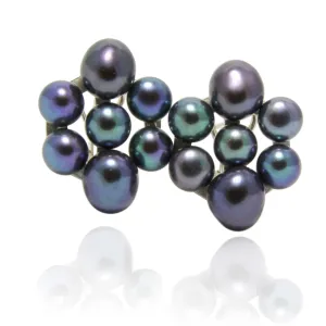 Black Freshwater Pearl 'Oval-Cuff' Earrings