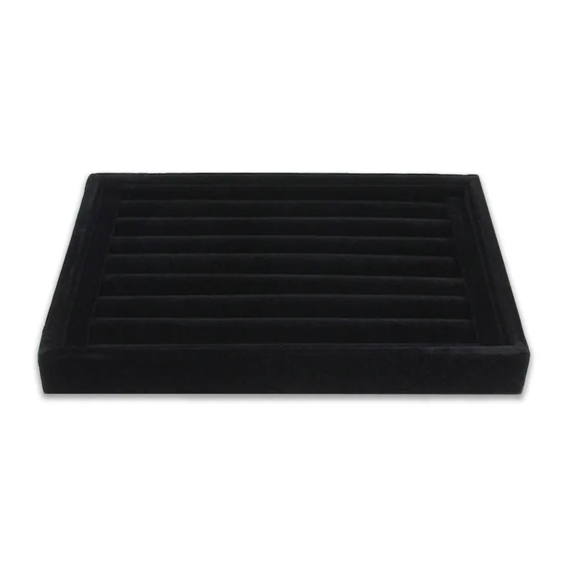 Black Velvet 7 Roll Ring and Earrings Jewelry Display Tray