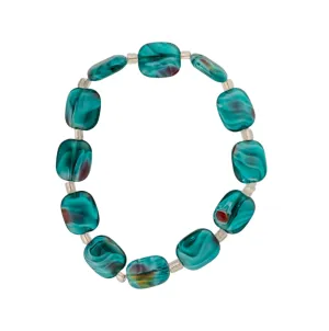 Blue-green Rectangular Glass Bracelet