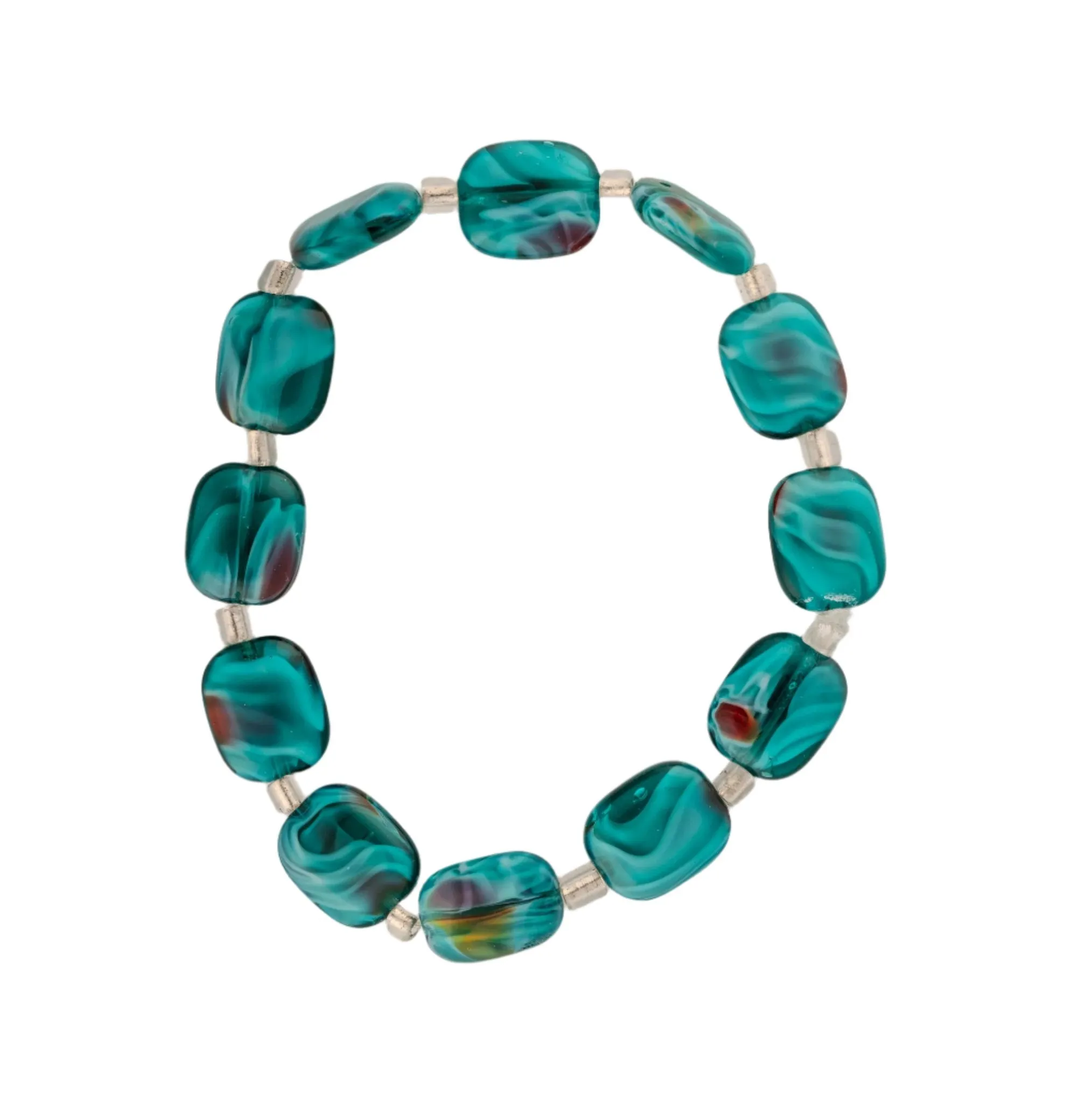 Blue-green Rectangular Glass Bracelet
