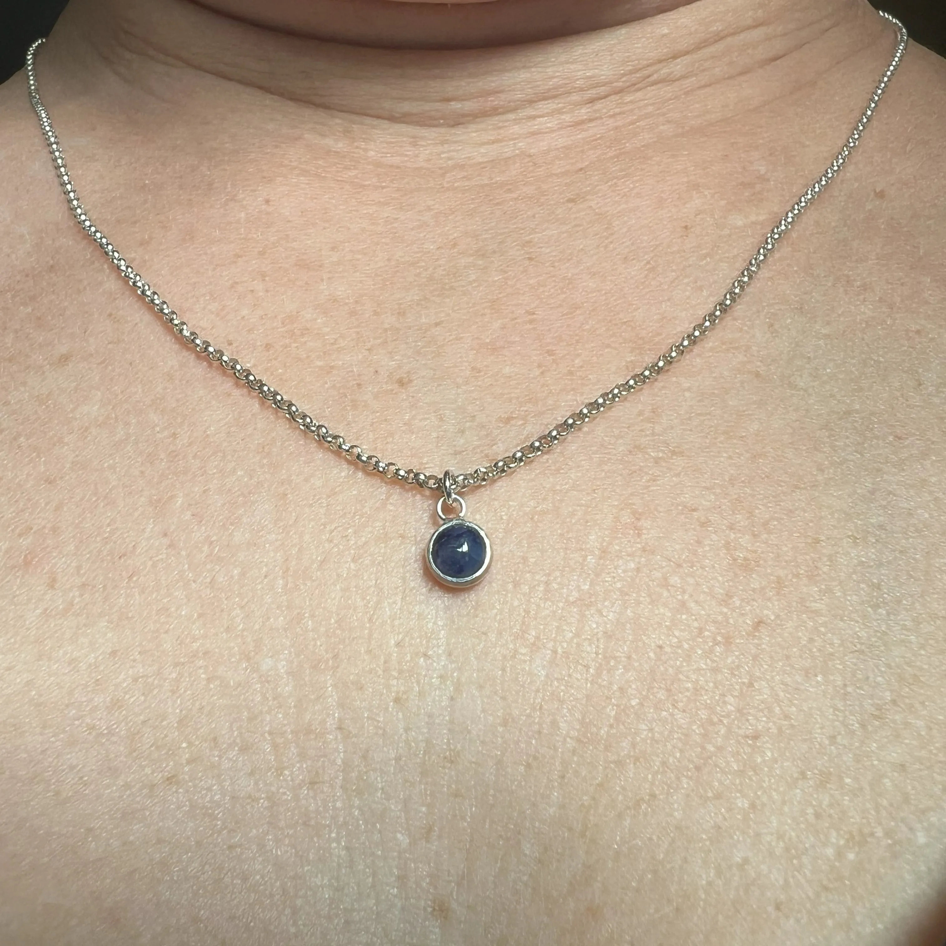 Blue Sapphire Birthstone Pendant with Silver Necklace - Only 1 available