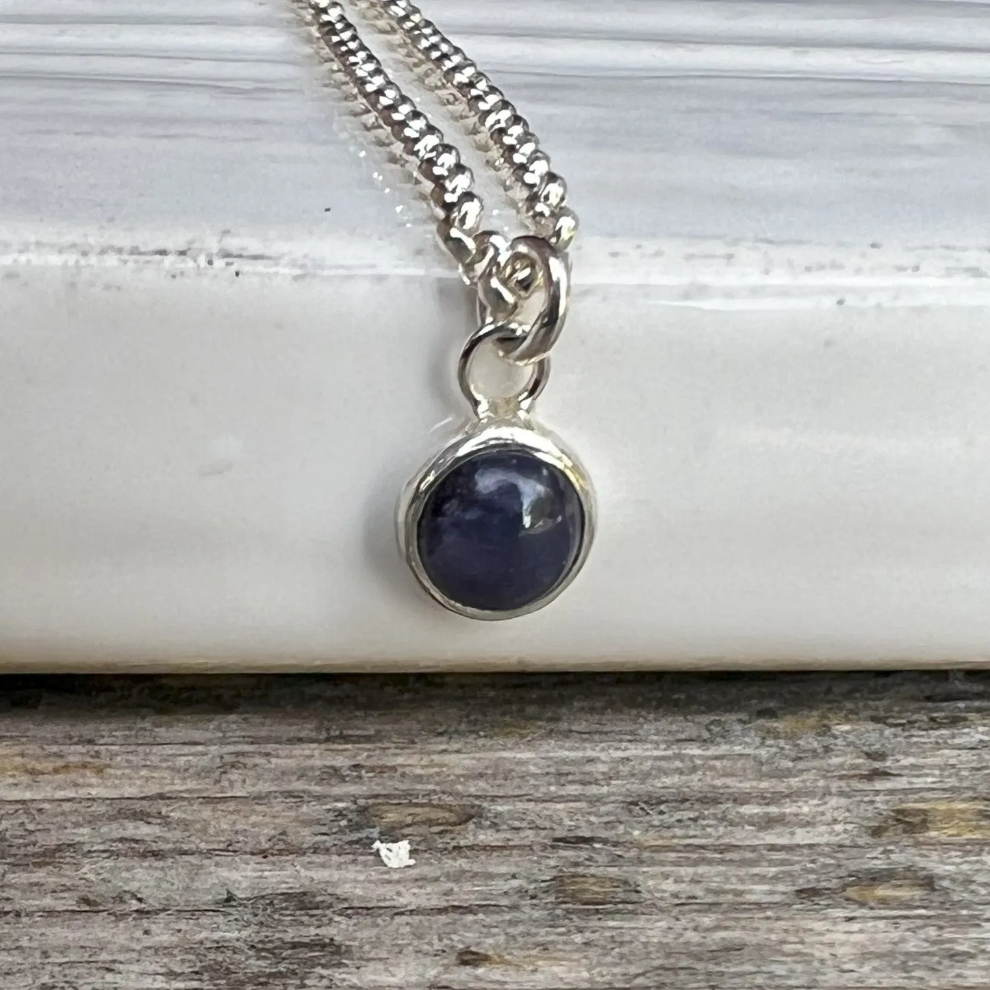 Blue Sapphire Birthstone Pendant with Silver Necklace - Only 1 available
