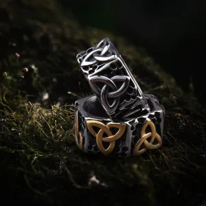Bold Geometric Triquetra Viking Ring