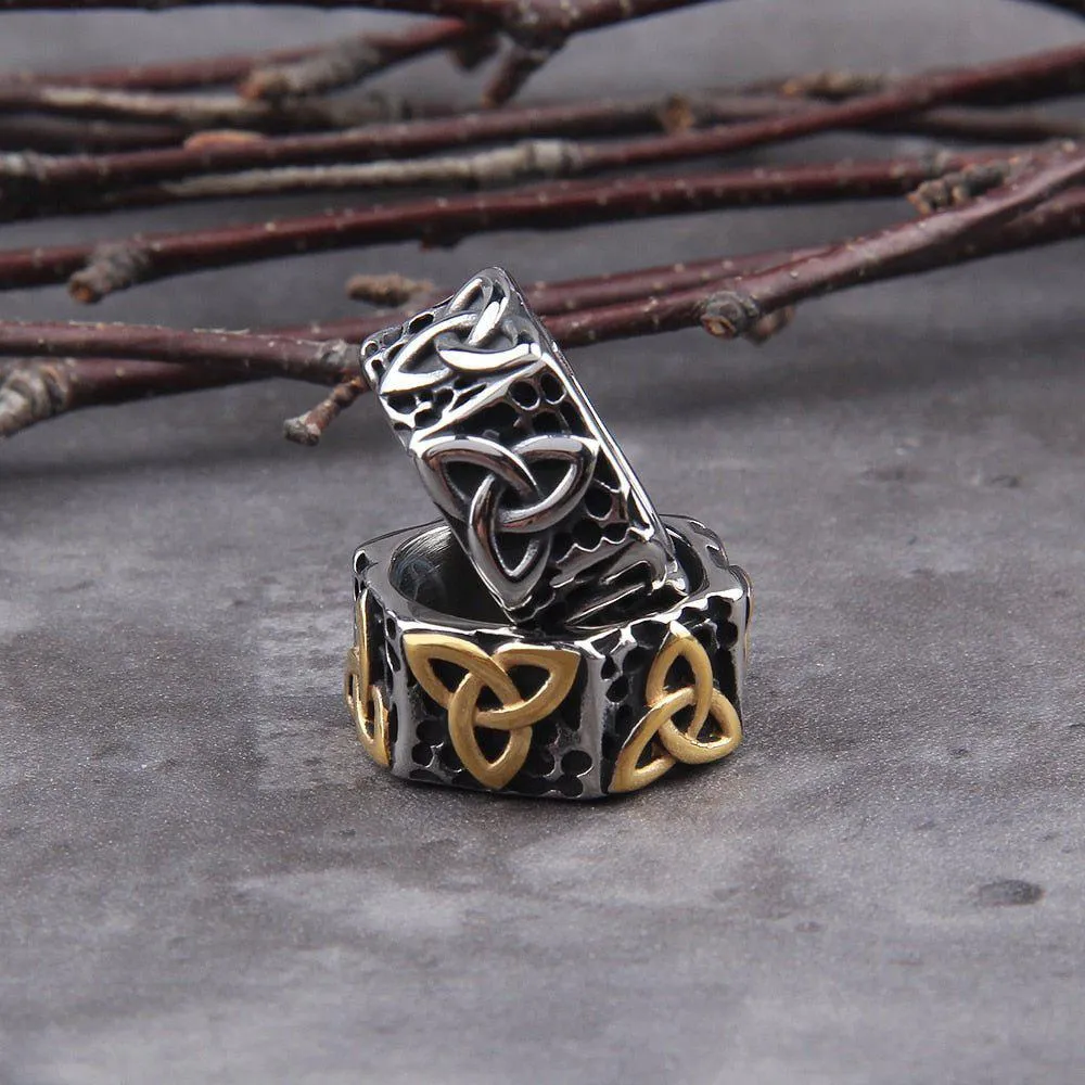 Bold Geometric Triquetra Viking Ring