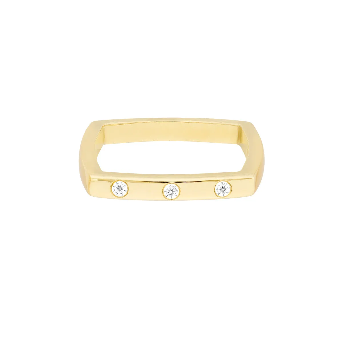 Bold Gold Diamond Square Band Ring