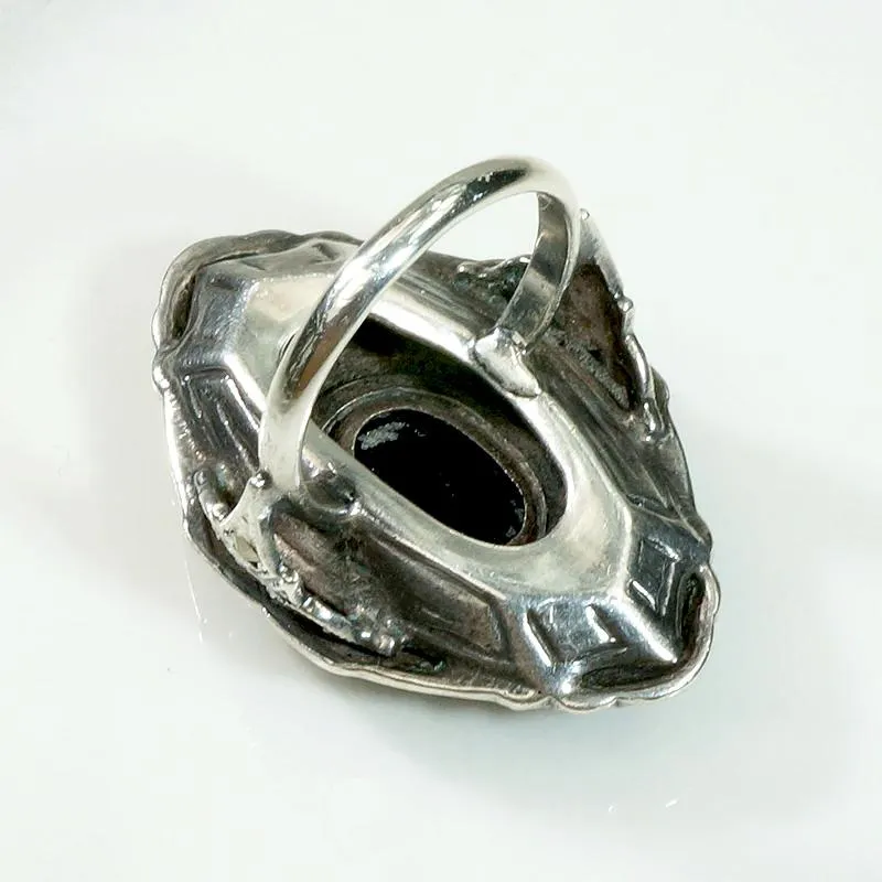 Bold Onyx & Marcasite Art Deco Ring