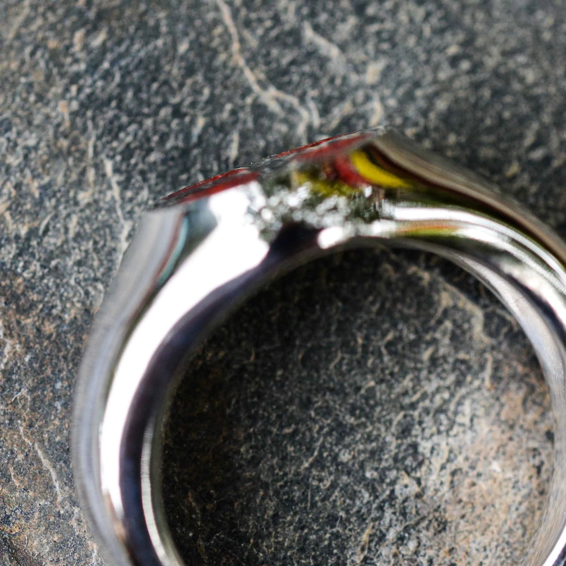 Bold Silver Signet Ring with Red Irish Cross and Coral Inlay ***SPECIAL OFFER***