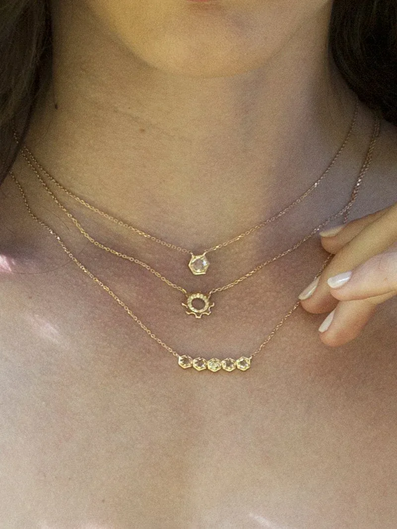 Bolt Mini Bar Necklace - Gold & White Topaz
