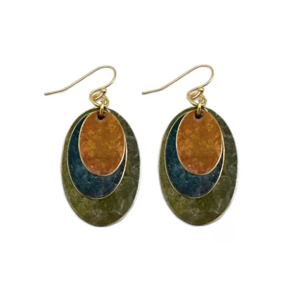 Brass Patina Earrings – Earthy Ovals