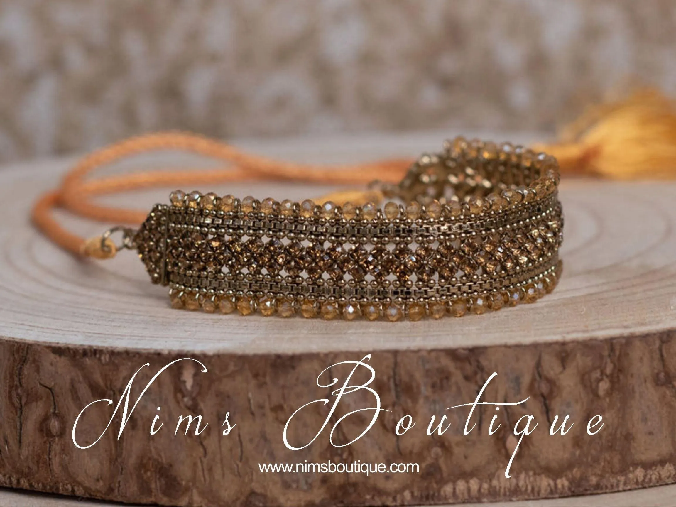 Celina Antique Gold & Gold Stone Choker Necklace