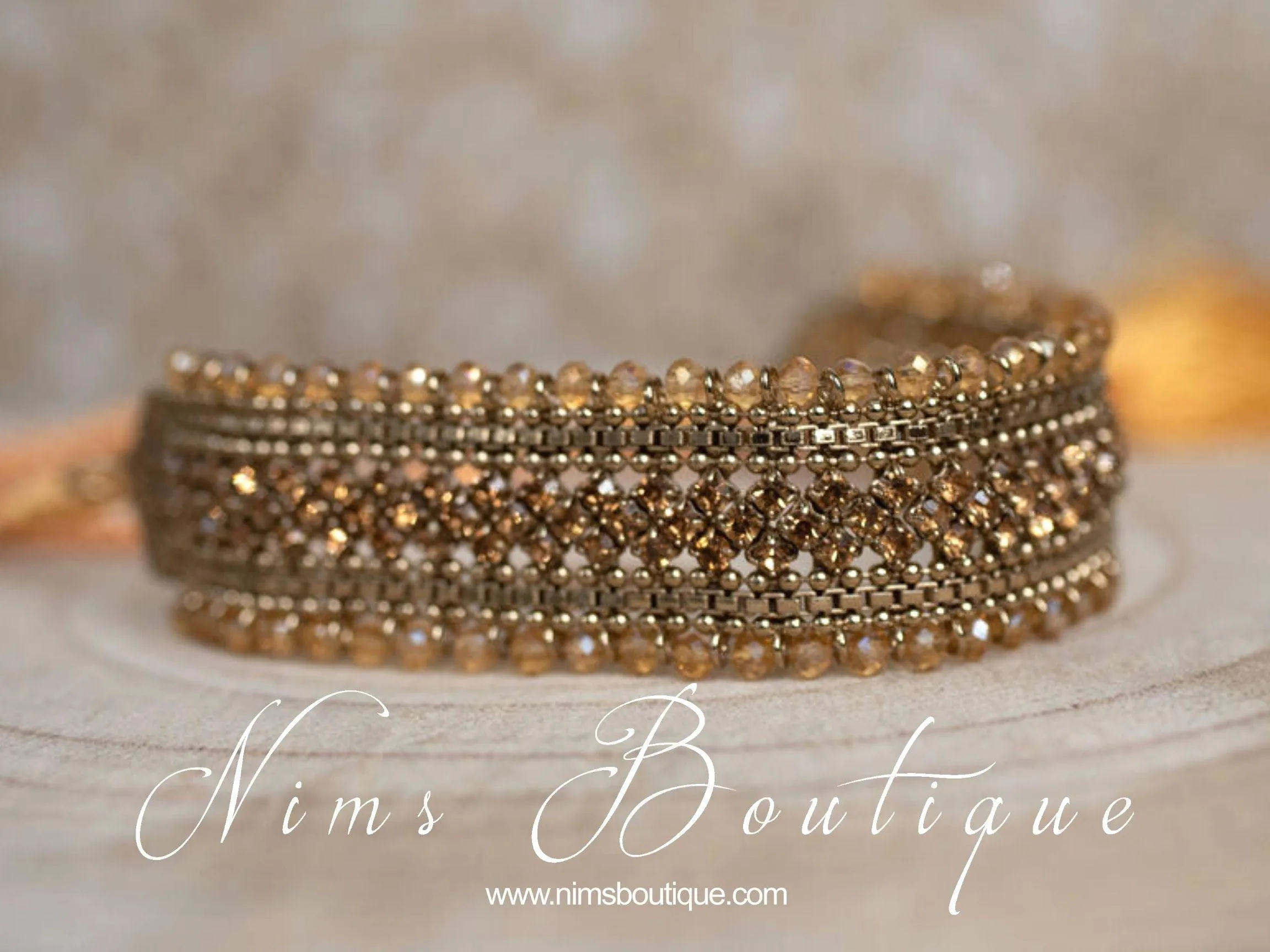 Celina Antique Gold & Gold Stone Choker Necklace