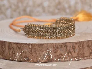 Celina Antique Gold & Gold Stone Choker Necklace