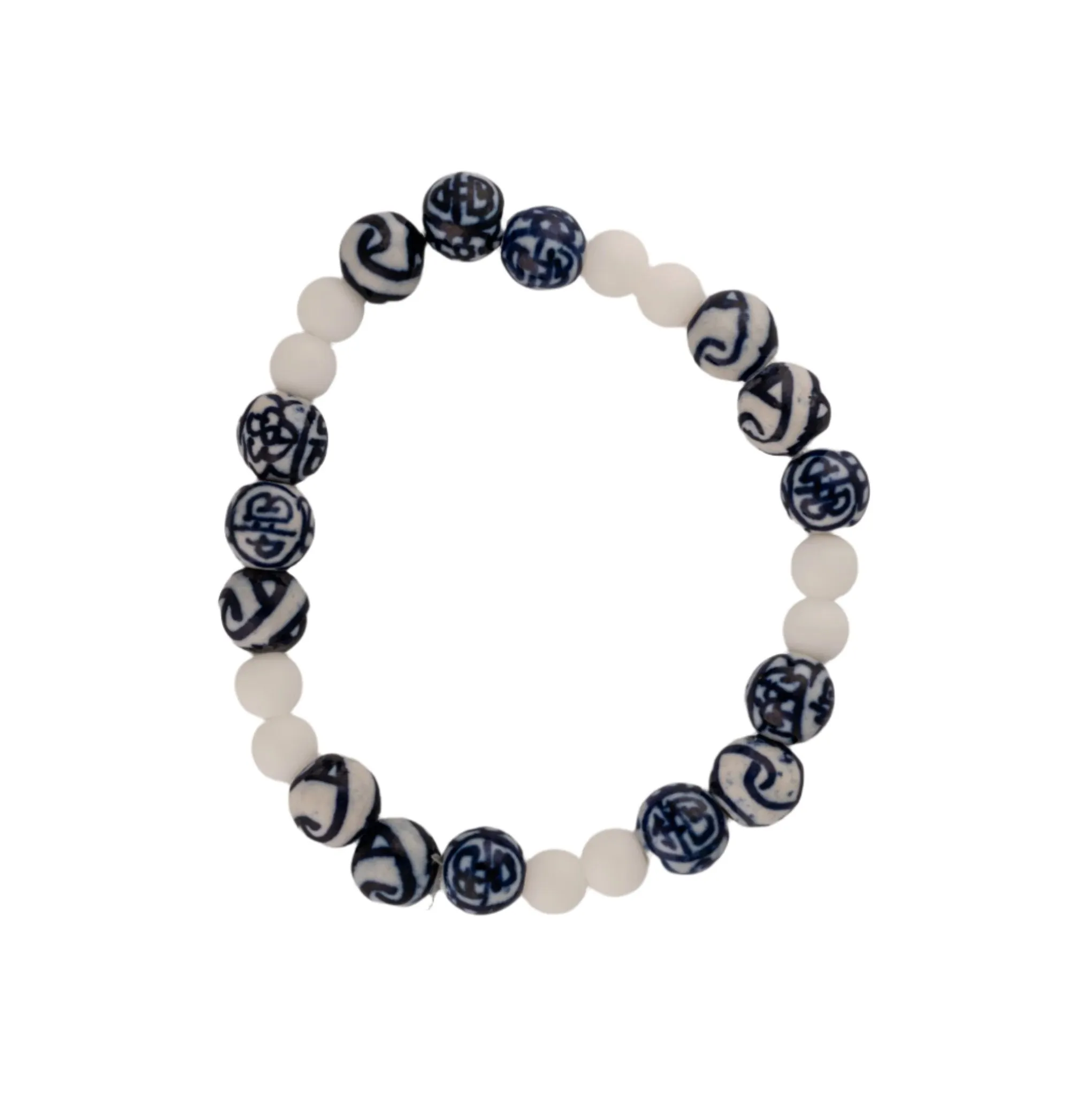 Ceramic White & Navy Beaded Bracelets