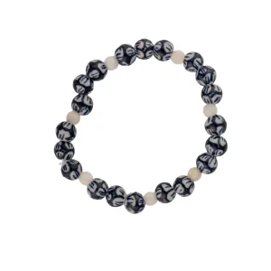 Ceramic White & Navy Beaded Bracelets