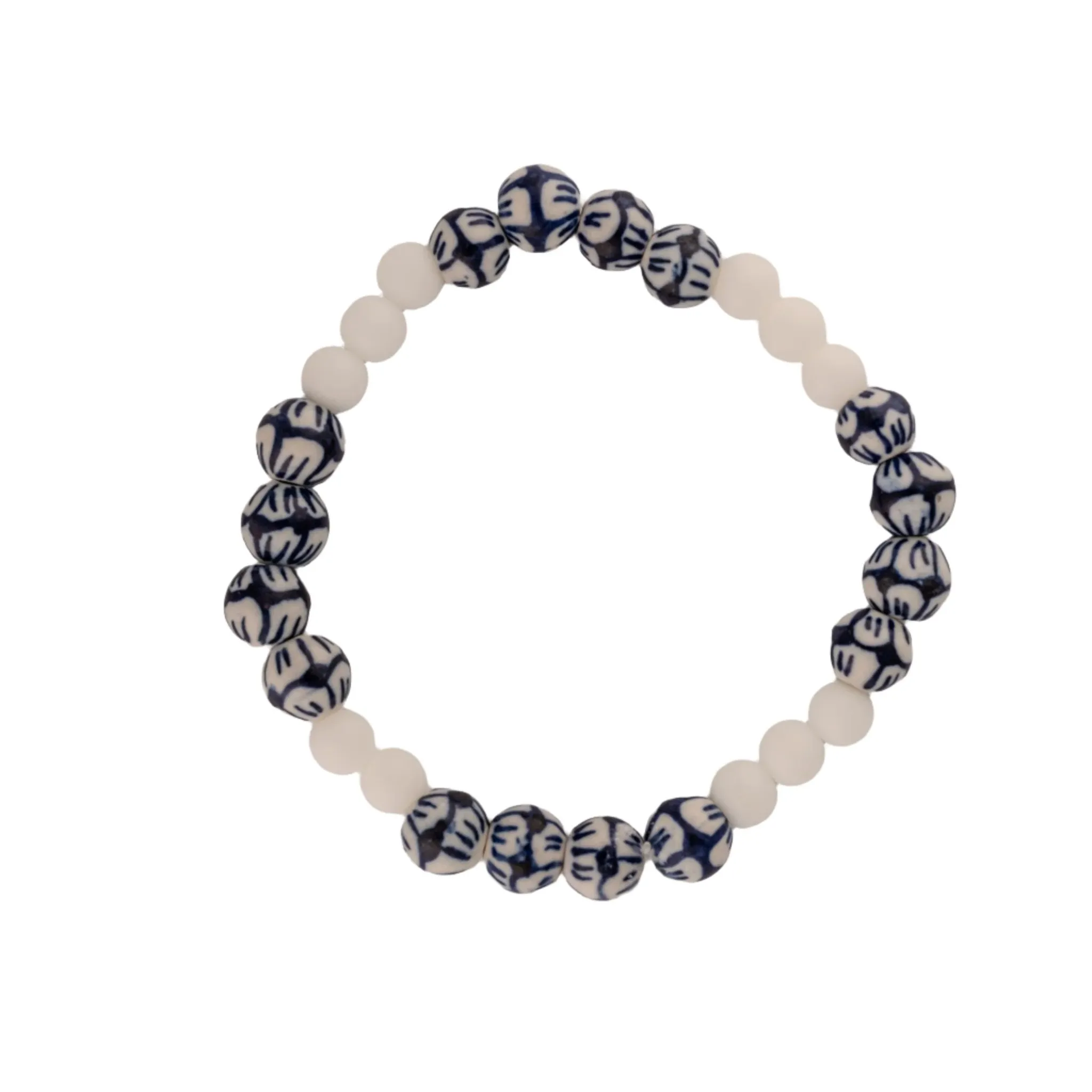 Ceramic White & Navy Beaded Bracelets