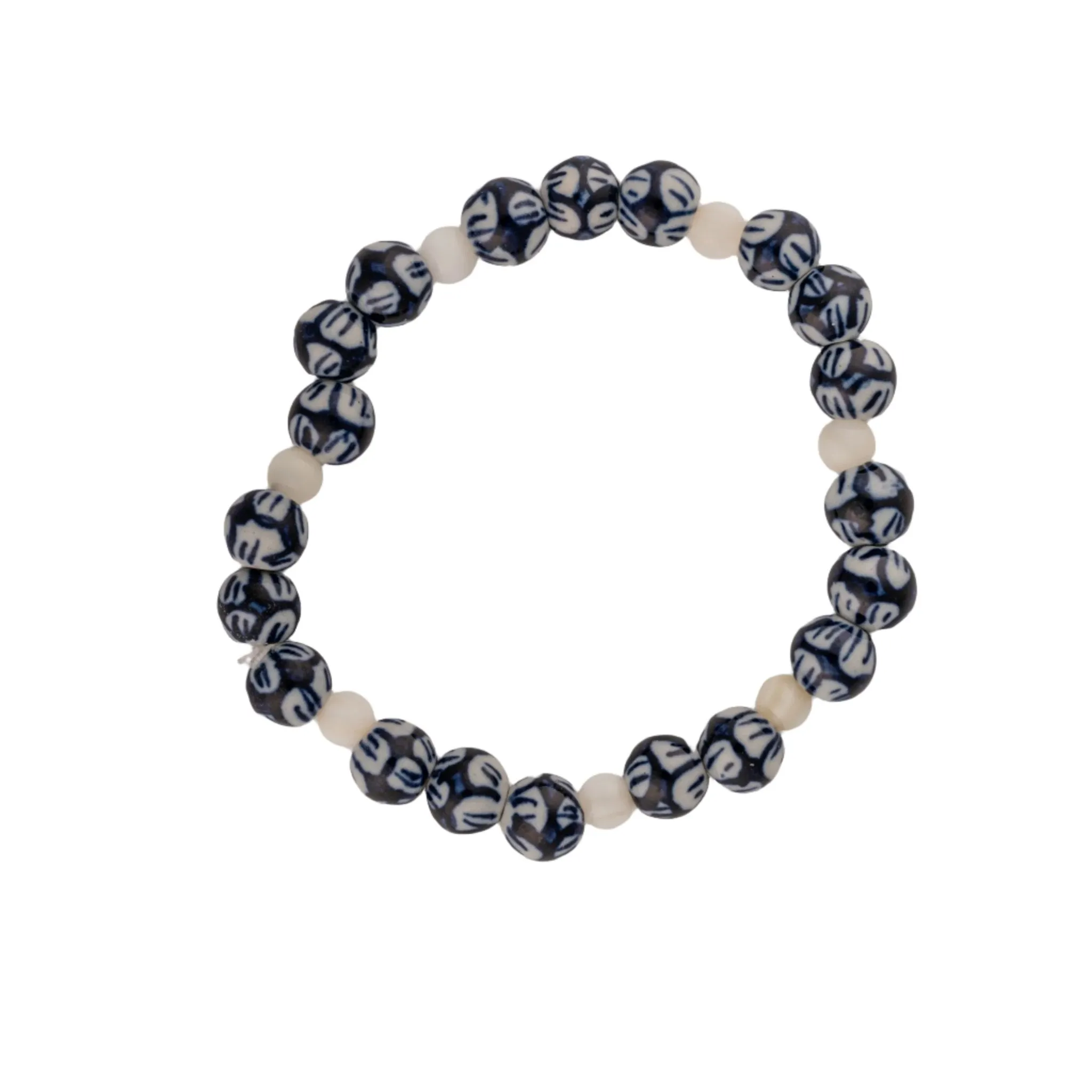 Ceramic White & Navy Beaded Bracelets