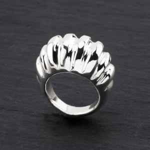 Chunky Silver Scalloped Dome Ring