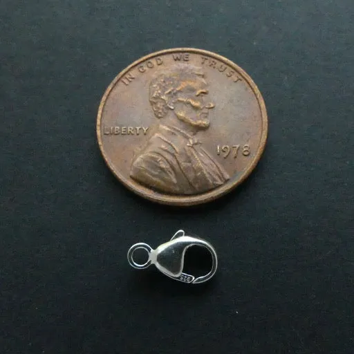 Clasp, Sterling Silver Lobster, Mini, 10mm Including Ring
