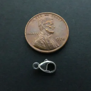 Clasp, Sterling Silver Lobster, Mini, 10mm Including Ring