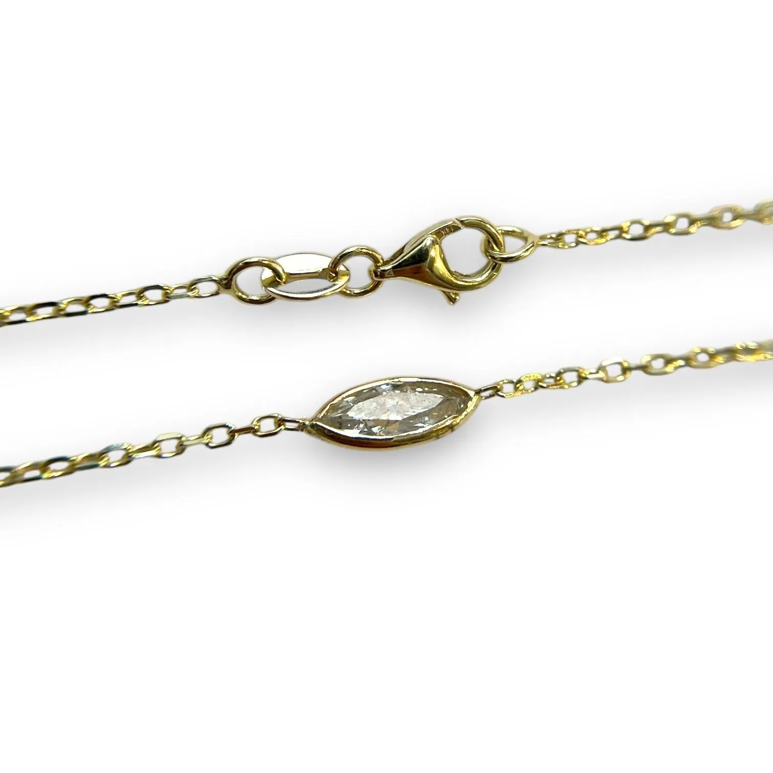 Classic 14K Yellow Gold 0.55ct Marquise Natural Diamond Bezeled Necklace