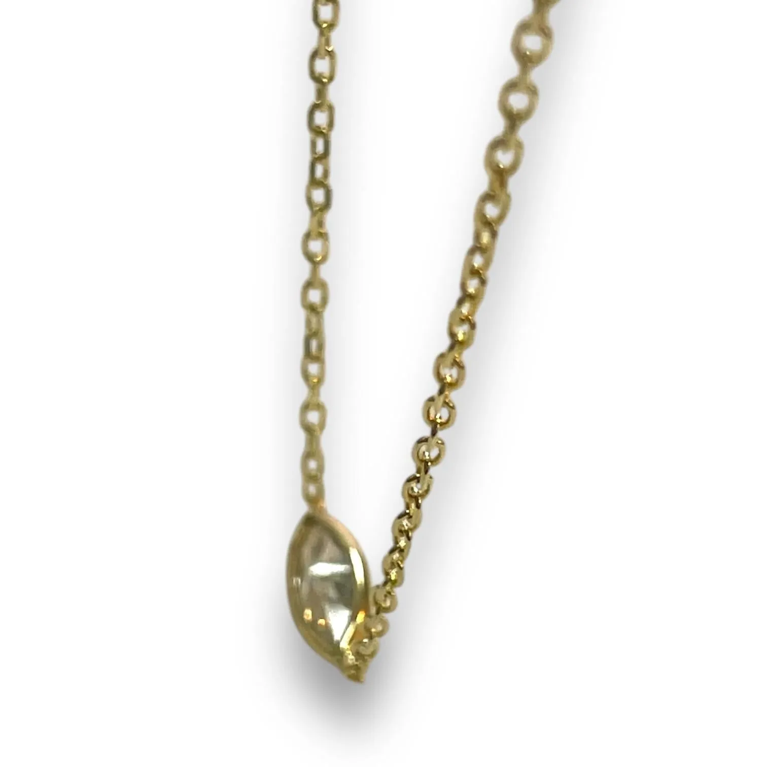 Classic 14K Yellow Gold 0.55ct Marquise Natural Diamond Bezeled Necklace