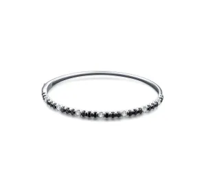 Classic Black and White Diamond Half Bangle