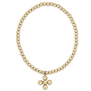Classic Gold 3mm Bead Bracelet, 4mm Cross Charm